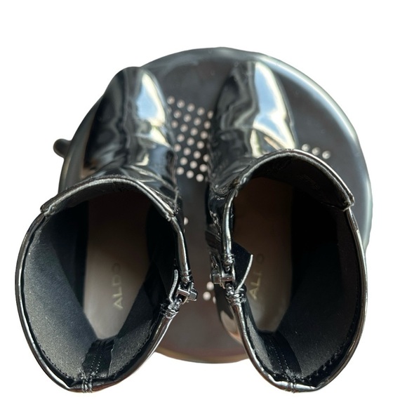 ALDO BLOCK HEEL  PLATFORM BOOTS PATENT PUMPS WOMENS SIZE 7 BLACK - Picture 11 of 16